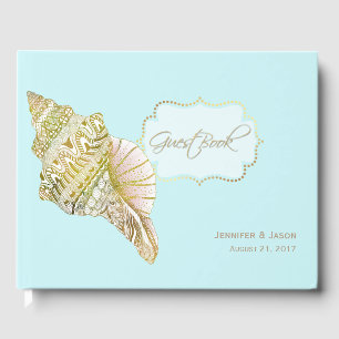 Visitas Livro de Convidados de Casamento de Praia de Seash