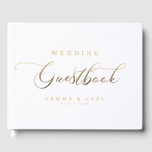 Visitas Livro de Convidados de Casamento de Script Dourado