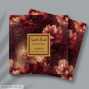 Visitas Livro de Convidados de Casamento Dourado de Blush 