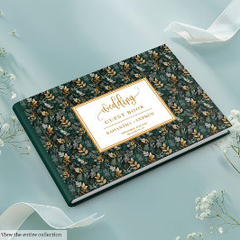 Visitas Livro De Convidados De Casamento Dourado E Verde M