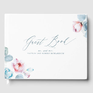 Visitas Livro de Convidados de Casamento Elegante Floral,