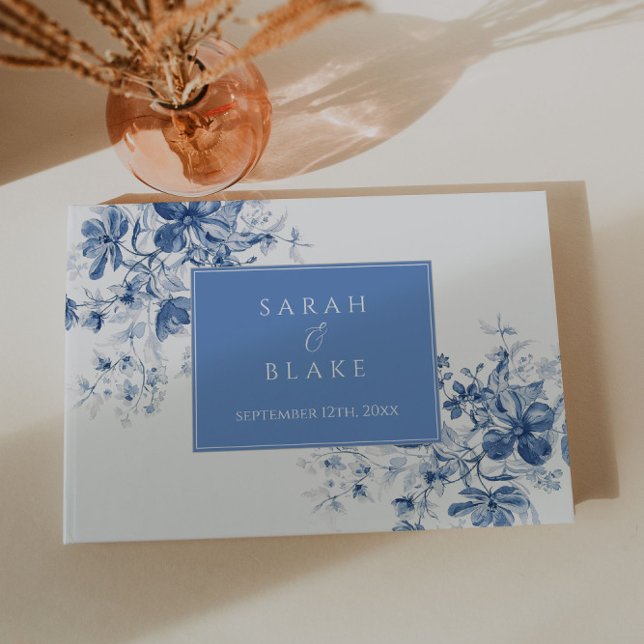 Visitas Livro de Convidados de Casamento Floral Azul (Criador carregado)