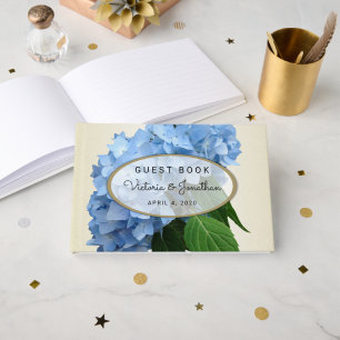Visitas Livro de Convidados de Casamento Floral Azul