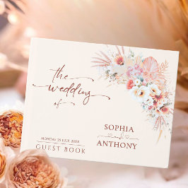 Visitas Livro de Convidados de Casamento Floral Blush Boho