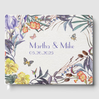 Visitas Livro de Convidados de Casamento Floral da Borbole