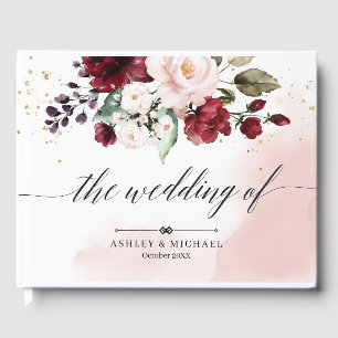Visitas Livro de Convidados de Casamento Floral de Blush B