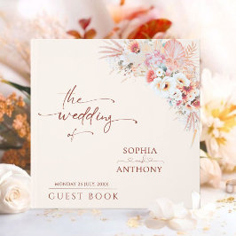 Visitas Livro de Convidados de Casamento Floral de Blush B