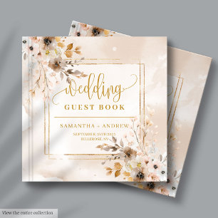 Visitas Livro de Convidados de Casamento Floral de Boho e