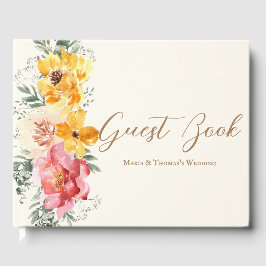 Visitas Livro de Convidados de Casamento Floral de outono