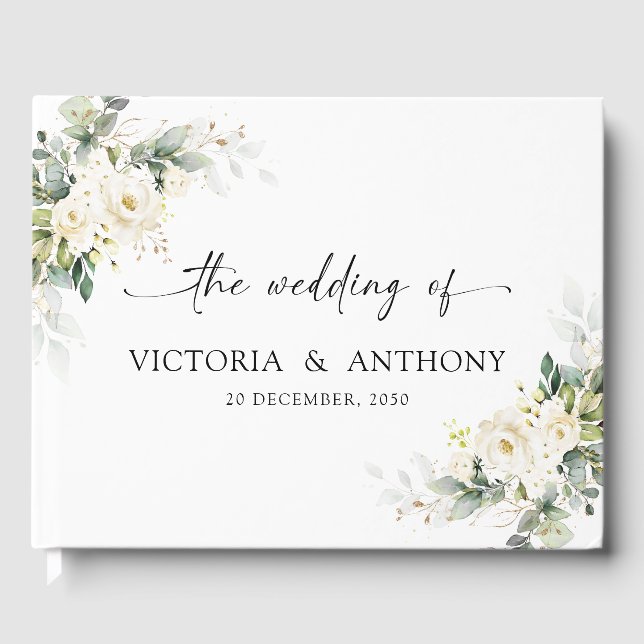 Visitas Livro de Convidados de Casamento Floral de Rosas B (Frente)