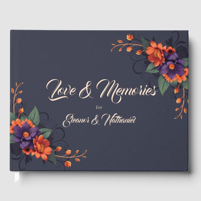 Visitas Livro de Convidados de Casamento Floral Elegante (Frente)