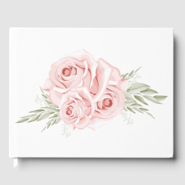 Visitas Livro de Convidados de Casamento Floral Rosa-Rosa- (Frente)