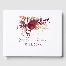 Livro de Convidados de Casamento Floral Vermelho B