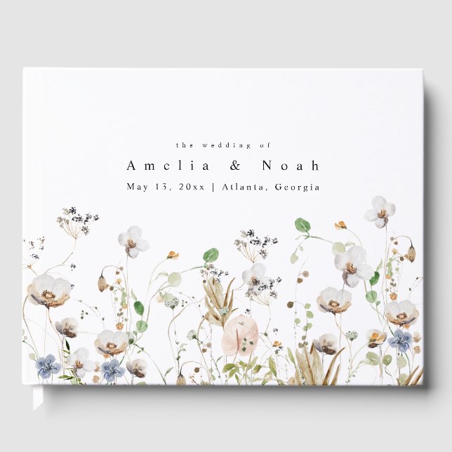 Visitas Livro de Convidados de Casamento Floral Watercolor (Frente)