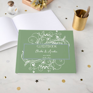 Visitas Livro de Convidados de Casamento Floreado de Moss