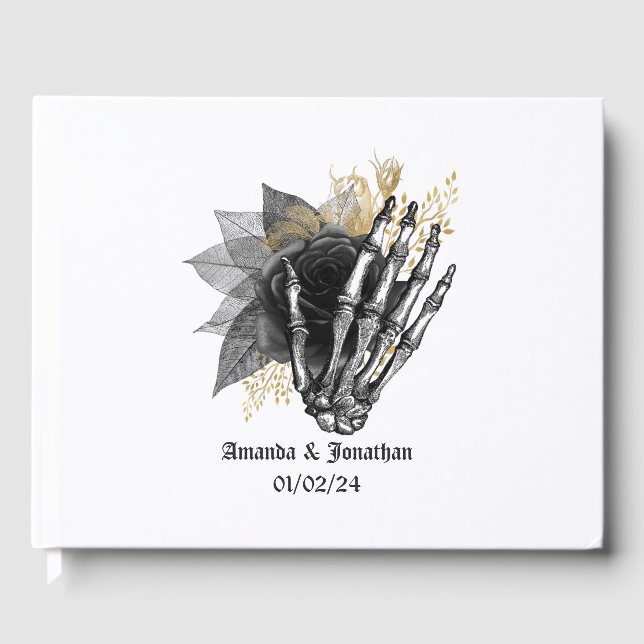 Visitas Livro de Convidados de Casamento Gótico Floral Pre (Frente)