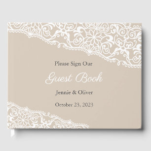 Visitas Livro de Convidados de Casamento, Guestbook, Lace,