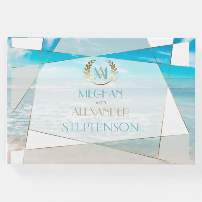 Visitas Livro de Convidados de Casamento | Monograma Moder (Frente)