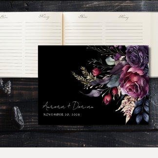 Visitas Livro de Convidados de Casamento Negra Floral de A