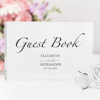 Visitas Livro de Convidados de Casamento Negro e Branco