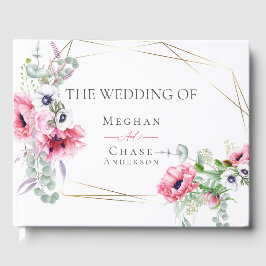 Visitas Livro de Convidados de Casamento | Poppias Rosa de