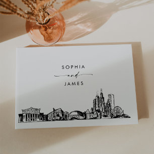 Visitas Livro de Convidados de Casamento Skyline em Chicag