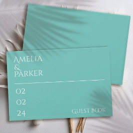 Visitas Livro de Convidados de Casamento Verde Minimalista