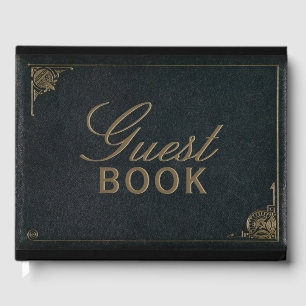 Visitas Livro de Convidados de Casamentos de Couro Dourado
