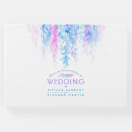 Visitas Livro de convidados de cascata de flores azuis de 