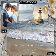 Livro de Convidados de Foto de Casamento em Praia 