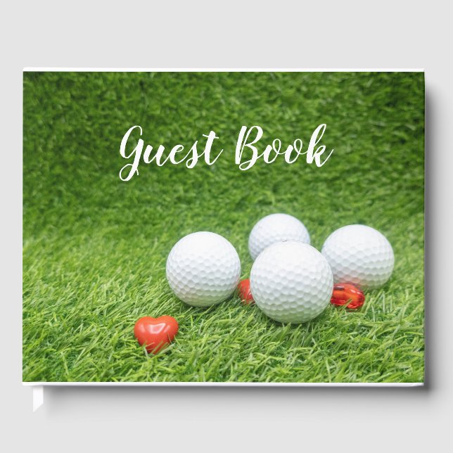 Visitas Livro de convidados de golfe com bolas e corações (Frente)
