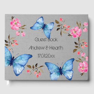 Visitas Livro de Convidados - Design Floral e Borboleta