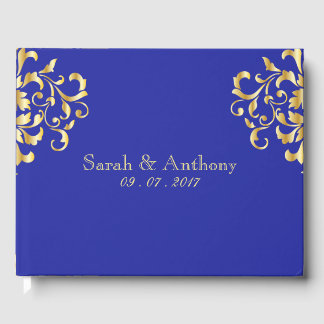 Visitas Livro de Convidados do Casamento Azul Elegante Dou