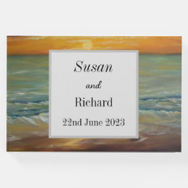 Visitas Livro de Convidados do casamento de praia por pôr 