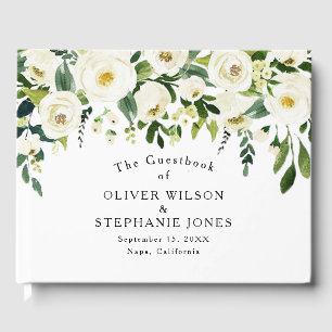 Visitas Livro de Convidados do Casamento Elegante Branco