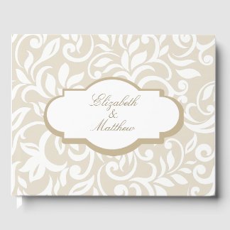 Visitas livro de convidados do casamento floral branco beg