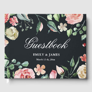 Visitas livro de convidados do casamento floral elegante d