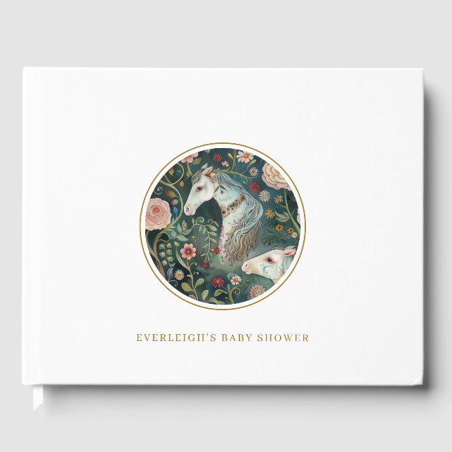 Visitas Livro de Convidados do Chá de fraldas de Cavalos P (Frente)