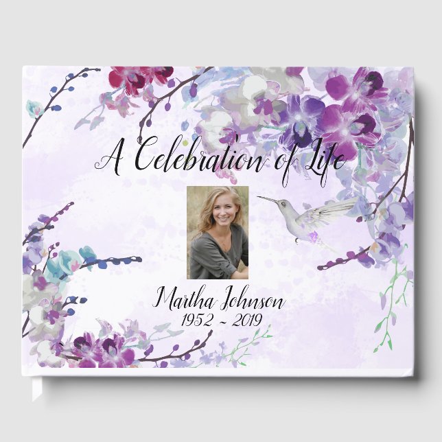 Visitas Livro de Convidados do Hummingbird & Purple Orchid (Frente)