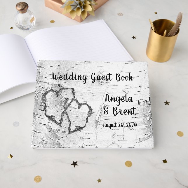 Visitas Livro de Convidados do Latido de Árvore de Birch d (Frente aberta)