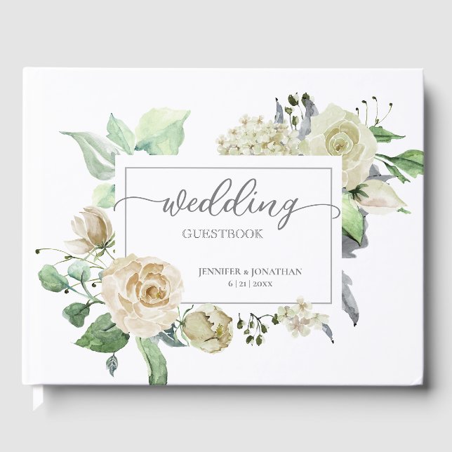 Visitas Livro de Convidados do Quadro Floral Branco Tradic (Frente)