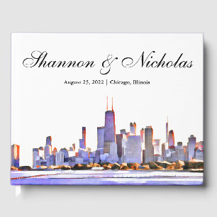 Visitas Livro de Convidados do Skyline de Chicago Roxo Per