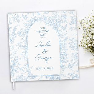 Visitas Livro de Convidados do Toile Francês Azul e Branco