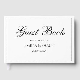 Visitas Livro de Convidados Elegante de Casamento Branco e