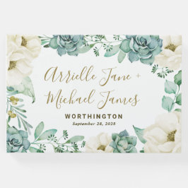 Visitas Livro de Convidados Floral de Suculente para Aquar