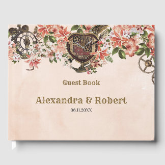 Visitas Livro de Convidados Floral Steampunk