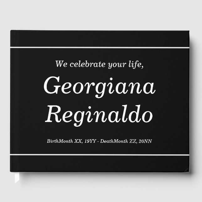 Visitas Livro de Convidados Funerais Elegante e Mínimo (Frente)