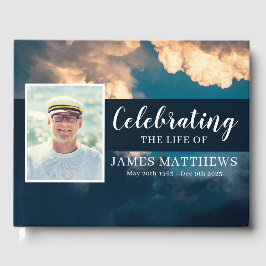 Visitas Livro de Convidados Funerário com Céu Azul e Nuven