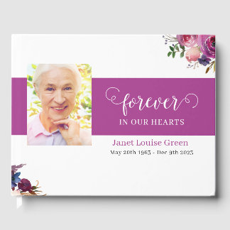 Visitas Livro de Convidados Funerários com Flores de Aquar