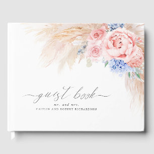 Visitas Livro de Convidados Pampas Grass Dusty Blue Pink
